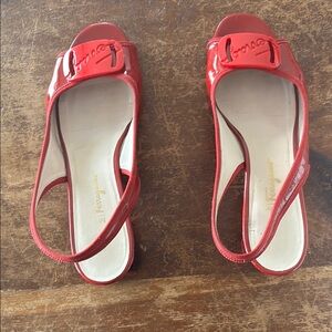 Salvatore Ferragamo Red Sandals with Square Toe